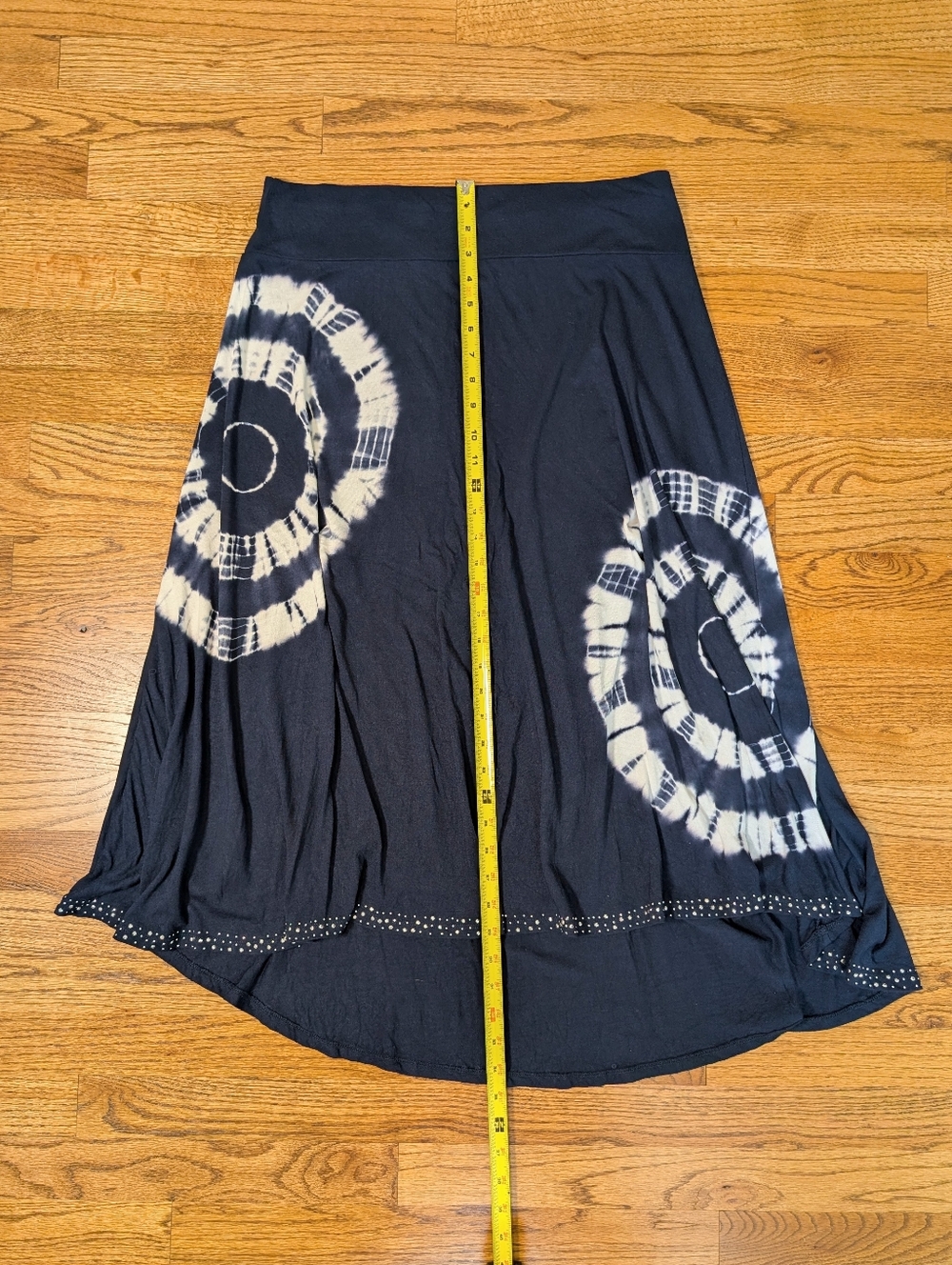 Roz & Ali Midi Skirt Navy Blue Tie Dye Boho Flowy High Low Size L - Picture 3 of 5